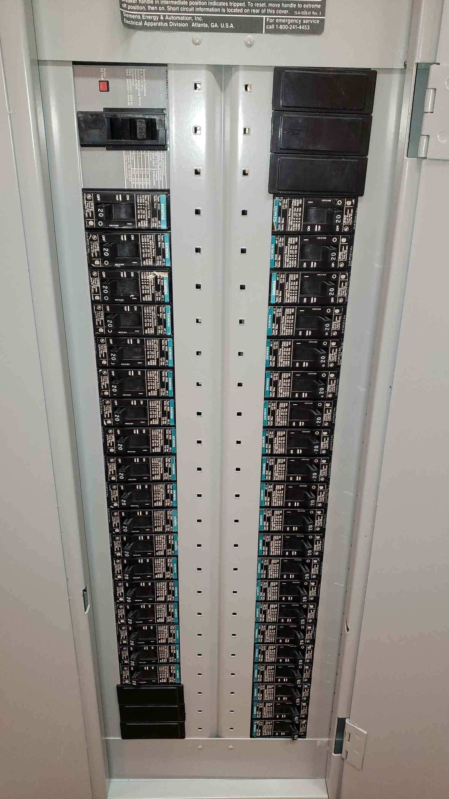 225 Amp. Siemens Sentron Panelboard, 480V, 277V, 3PH, 100A Main (2 available) - Image 4