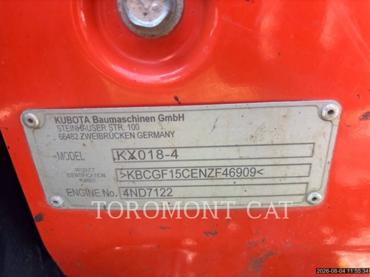 Kubota Tractor Corporation KX018-4, Mini Excavator, 965 hours, S/N: 46909, 2022 - Image 6