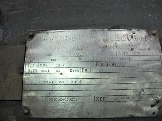 1,000 HP 900 RPM General Electric, Frame CD8662, DP, shunt, 630 VA - Image 2