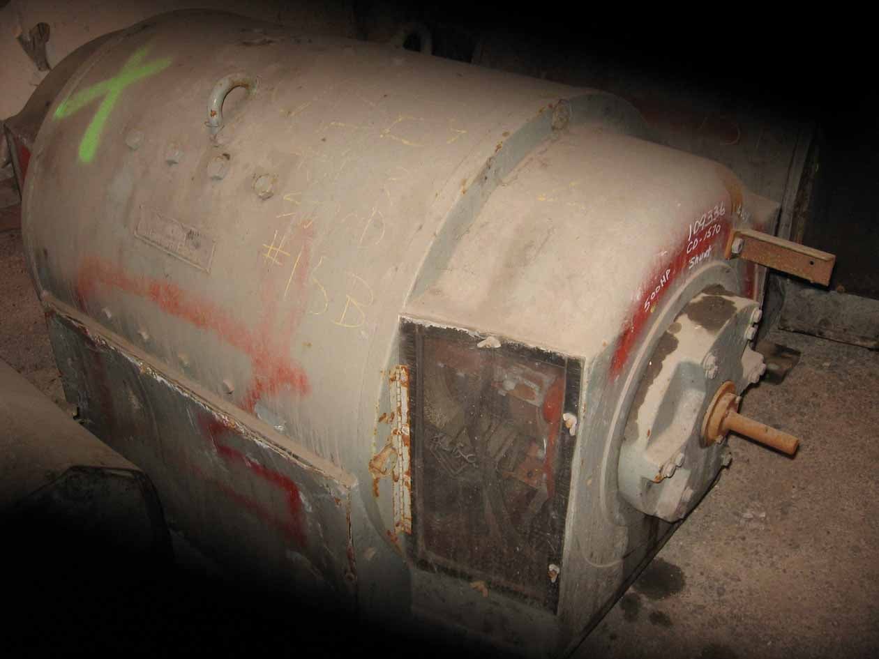 500 HP 860/1700 RPM General Electric, Frame 1570, DP, shunt, 600 VA, 185 VF (3 available) - Image 3