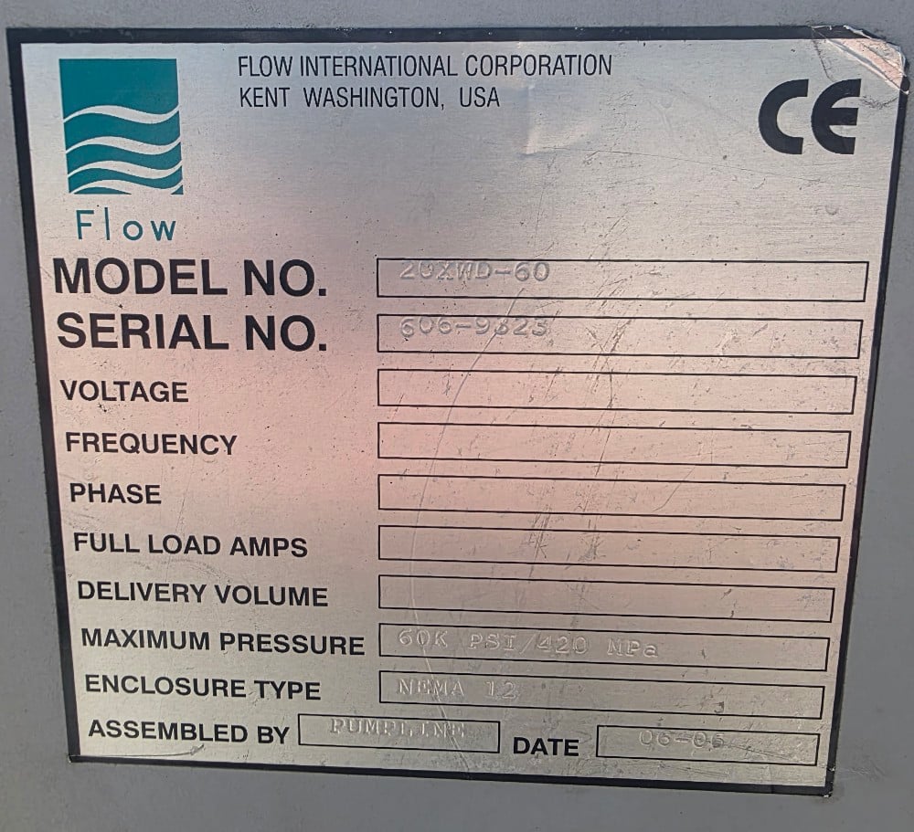 Flow #20XWD-60, Waterjet Intensifier Pump Complete Unit, 60,000 PSI - Image 2