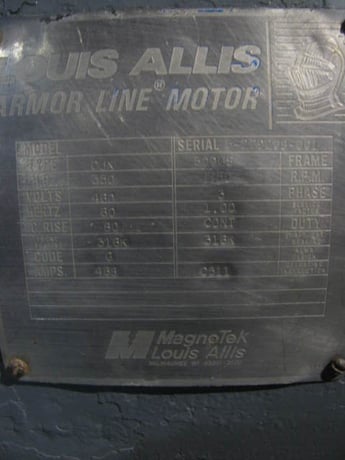 550 HP 1750 RPM Louis Allis, Frame 509US, TEFC, inverter duty, 460 Volts - Image 2