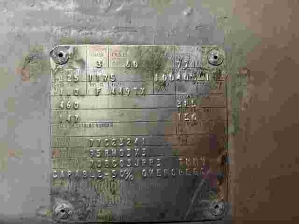 125 HP 1175 RPM Westinghouse, Frame 449TX, TENV, 460 Volts (2 available) - Image 2