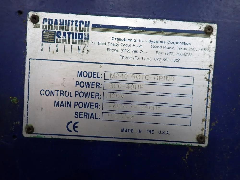 Granutech Saturn #M240, Single Shaft Shredder, 95" x 100" opening width, 20" rotor diameter, dual 150 HP - Image 9