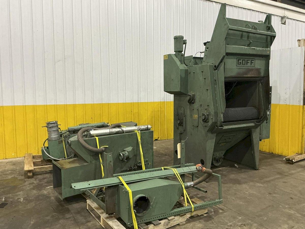6 cu.ft. Goff #6BB, Rubber Barrel Tumble Blast Machine, 15 HP blast wheel, dust collector - Image 1