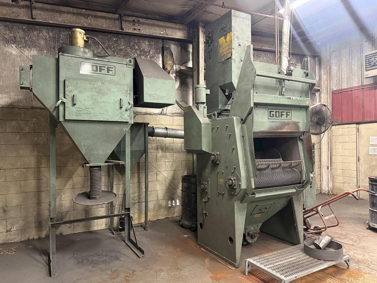 6 cu.ft. Goff #6BB, Rubber Barrel Tumble Blast Machine, 15 HP blast wheel, dust collector - Image 6