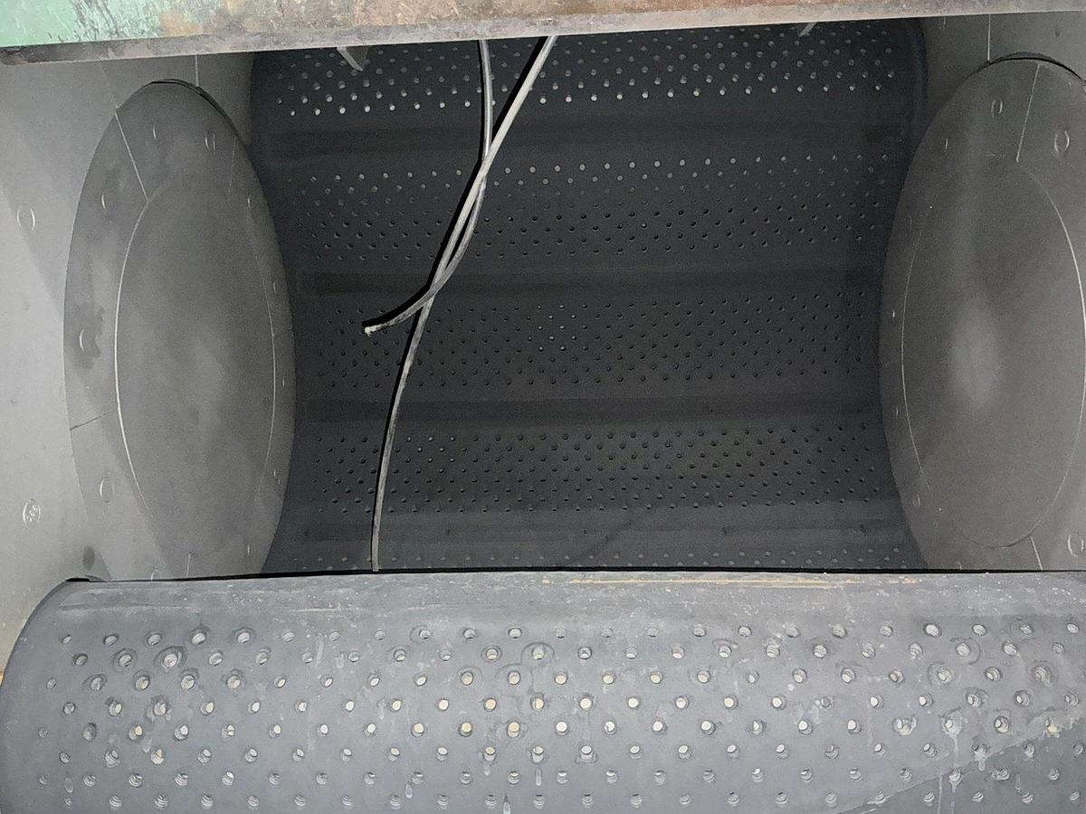 6 cu.ft. Goff #6BB, Rubber Barrel Tumble Blast Machine, 15 HP blast wheel, dust collector - Image 7