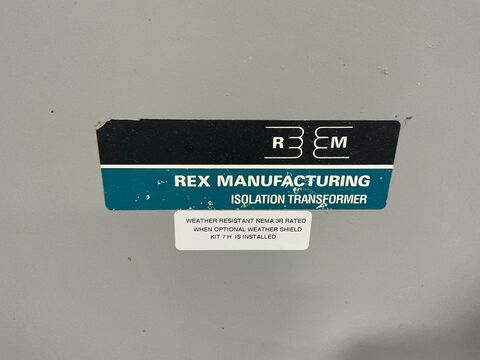 75 KVA 480 Delta Primary, 240 Delta Secondary, Rex #BA75HCA, Transformer, 3 phase, type 2 enclosure - Image 6