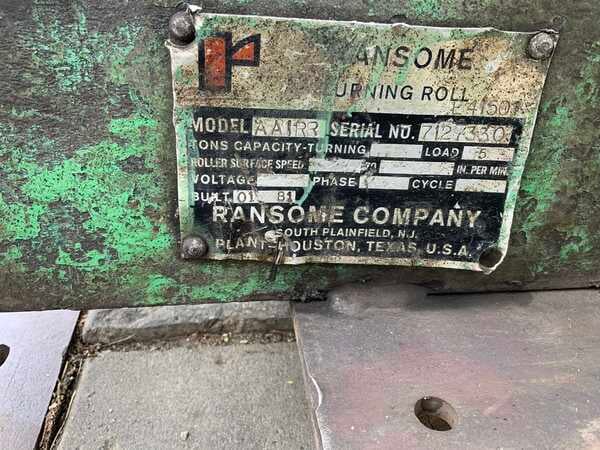 5 Ton, Ransome #AIRR, 10000 lb. power rollers, pendant Control, 1 HP, rubber wheels, 1981 - Image 6