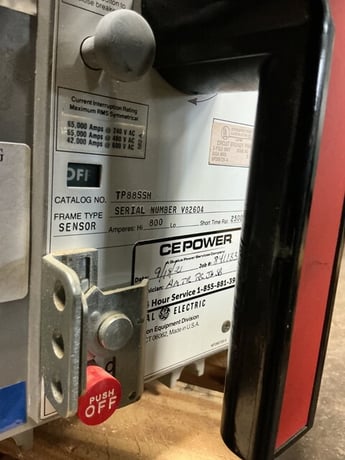 800 Amps, General Electric #TP88SSH, Power Break Circuit Breaker, 3 Pole, 600 VAC, RMS-9 Micro Versa Trip - Image 2