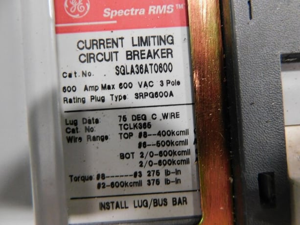 600 Amp. General Electric, Spectra Series panelboard, 480Y/277 Volts, 3 phase, 4 W., 600 Amp. main breaker - Image 6