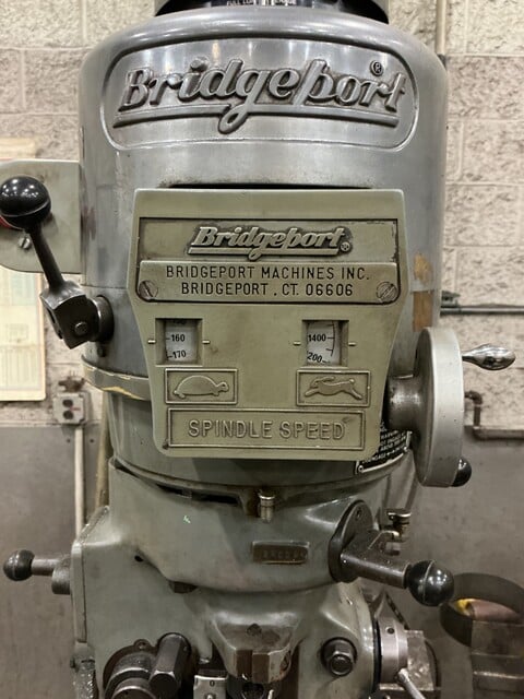 Bridgeport, vertical milling machine, 9" x 42" powered table, 2 HP, 1410/1735 RPM, variable speed, 2-axis - Image 9
