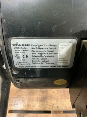 Wagner #Unica-4-270, medium pressure double diaphragm pump, 4.5:1 ratio, 270 centers delivery, 392 PSI. - Image 10
