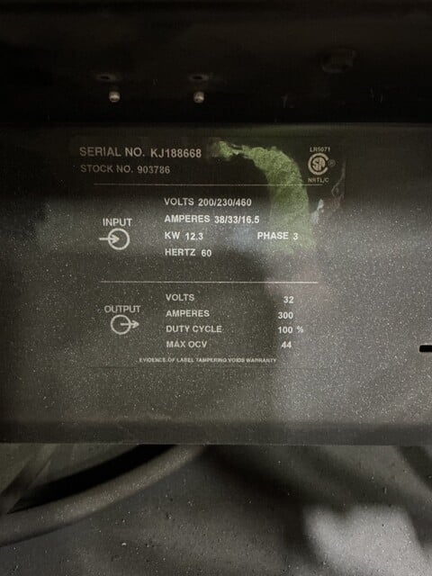 Miller #CP-302, CV/DC welding power source, 300 A. output, 32 V., 200/230/460 V., 3 Ph., 60 Hz., 12.3 KW - Image 10