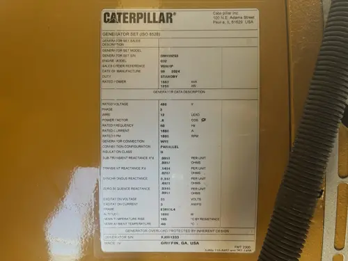 1,250 KW Caterpillar #D1250GC, diesel generator set, 277/480V., 3-Ph., 60 Hz, standby, C32 engine, sound - Image 9