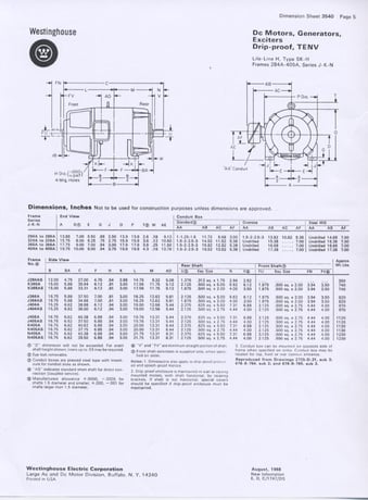 40 HP 850/1700 RPM Westinghouse, Frame 445A, 240 Volts, DP, Stab Shunt, DC Motor - Image 1