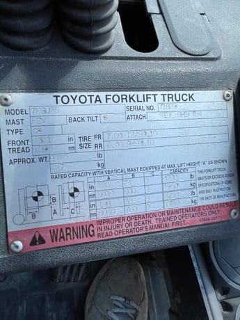 5000 Lb. Toyota #8FGU25, Gas Forklift, 189" Mast, Winter Cab, 4800 Hrs, 2004 - Image 10
