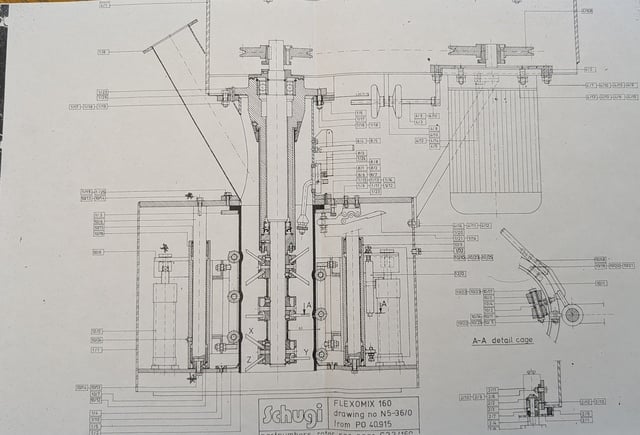 Bepex Schugi #Flexomix-160, continuous mixer and wet agglomerator, vertical high shear chamber, new shaft - Image 2