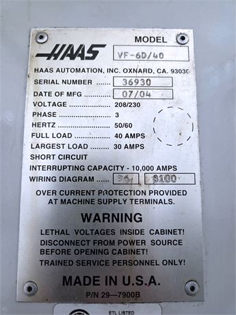 Haas #VF-6, CNC Vertical Machining Center, 64" X, 32" Y, 30" Z, 64" x 28" table, 20 HP, 7500 RPM, CAT 40, 24 - Image 6