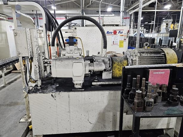 No. 250 Rotoflo, Spline Roller, 36" Rack, 45" Stroke, 25 HP, Fanuc 35i Control, M-10iA Robot Loader, 1990 - Image 1
