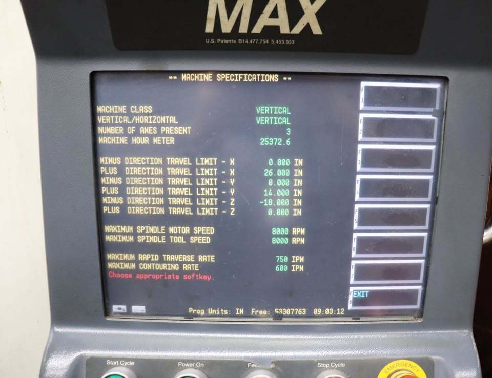 Hurco #VM1, CNC Vertical Machining Center, 26" X, 14" Y, 18" Z, 29" x 14" table, 10 HP, 8000 RPM, CAT 40, 16 - Image 4