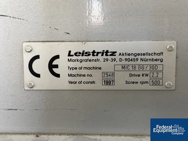 0.7" Leistritz #Micro-18-GG/30D, twin screw extruder, 30:1 L/D, 6 section, 500 RPM, water cooled, 1997 - Image 2
