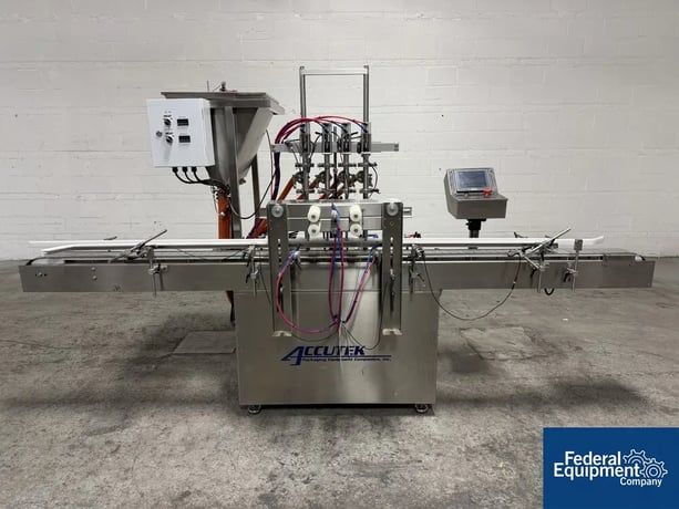 Accutek #AVF4-16, Inline Piston Filler, bottom up fill, slat conveyor, Delta Control, 2022 - Image 1