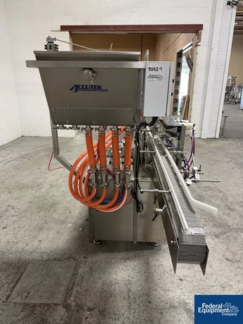 Accutek #AVF4-16, Inline Piston Filler, bottom up fill, slat conveyor, Delta Control, 2022 - Image 5