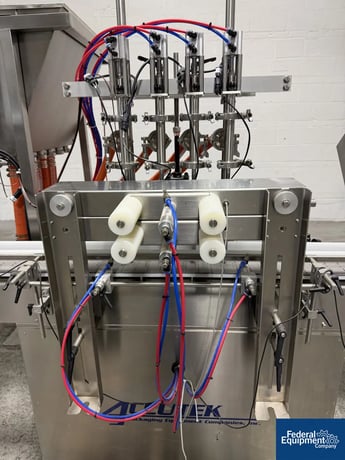 Accutek #AVF4-16, Inline Piston Filler, bottom up fill, slat conveyor, Delta Control, 2022 - Image 7