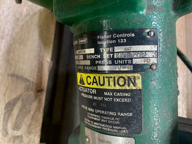 Fisher, Control Valve, Type 667 actuator, size 40, 22.8 bench set, 1-1/8" travel, 0-45 psi operating range - Image 3