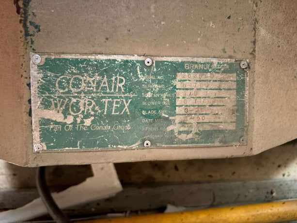19-7/8" x 19-7/8" Conair Wortex #2028-HD, Plastic Granulator, 3 fly/2 bed knives, conveyor, control panel, 50 - Image 6
