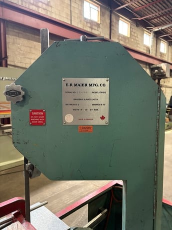 10" x 12" ER Maier #KM1012, Vertical Roll-In Band Saw, 18" x 30" table, 9'10"-10' 2" blade length, 1/4"-3/4" - Image 5