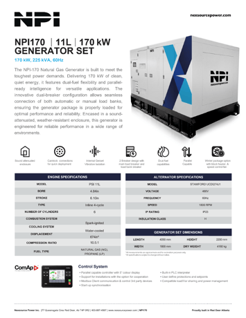 170 KW NPI #NPI170, Natural gas / LPG generator set, 480 Volts, enclosure - Image 2