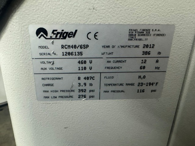 6 KW Frigel #RCM40/6SP, chiller & temperature controller, 2.5 ton, 1.5 HP pump, 20 GPM @ 40 psi, 460 V. - Image 4