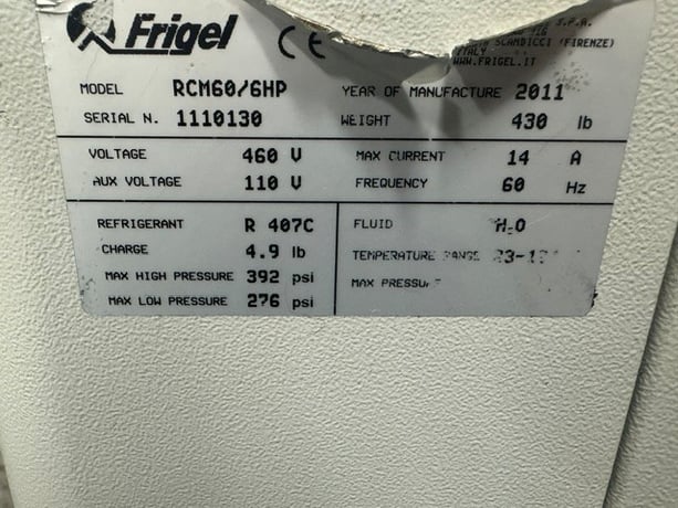 6 KW Frigel #RCM60/6HP, chiller & temperature controller, 3.5 ton, 3 HP pump, 40 GPM @ 40 psi, 460 V., 23°F - Image 4