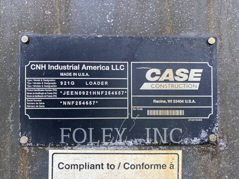 Case 921G, Wheel Loader, 14014 hours, S/N: NNF254657, 2022 - Image 6