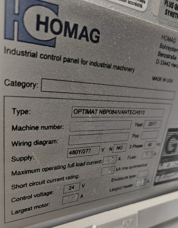 Homag #Optimat-NBP084/Vantech-510, CNC Flat Table Nesting Router, 5' x 10' table, 13.4 HP spindle, phenolic - Image 9
