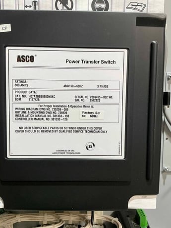 800 Amp. ASCO #H07ATBB30800N5XC, automatic transfer switch, 480 Volts, 3PH, Nema 1, isolation bypass - Image 5