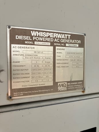 120 KW Multiquip #DCA150SSJU3, Mobile Diesel Generator, multi-voltage, John Deere 6068 engine, 1800 RPM, 180 - Image 5