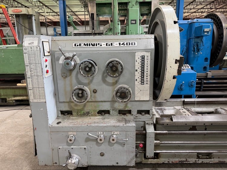 57" x 324" Geminis #GE1400, engine lathe, 42" swing over cross slide, 72" swing in gap, 4-1/4" spindle hole - Image 2