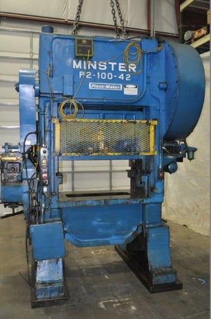 100 Ton, Minster #P2-100-42, straight side double crank press, 1.5" stroke, 18" Shut Height, 2.5" adj. - Image 6