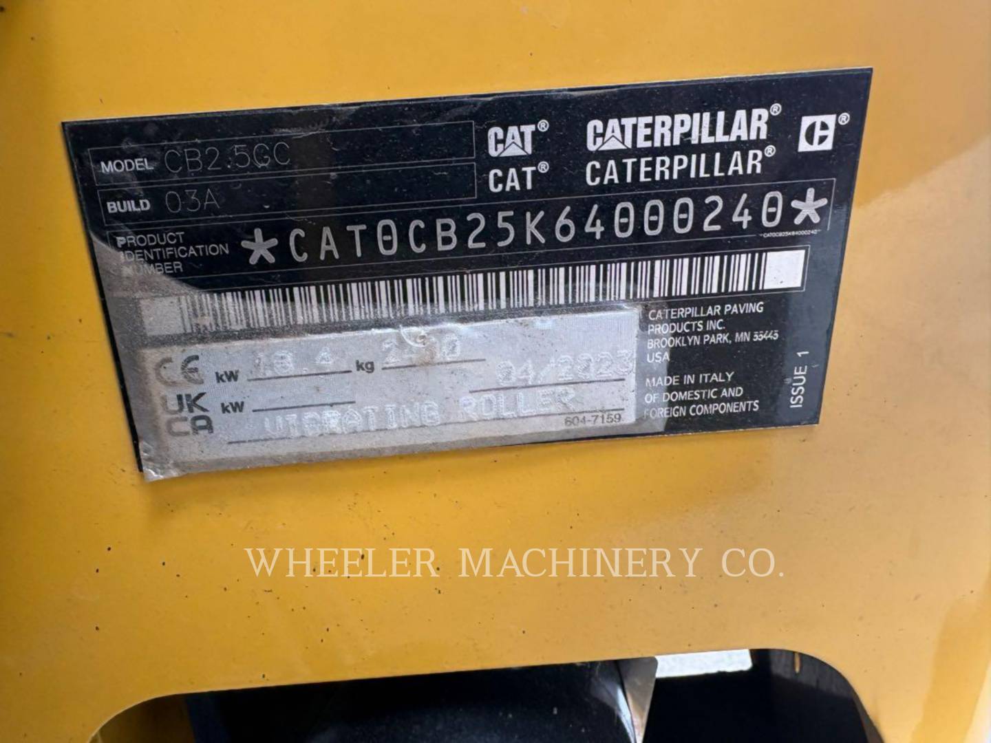 Caterpillar CB2.5 GC, Vibratory Single Drum Smooth, 161 hours, S/N: 64000240, 2023 - Image 2