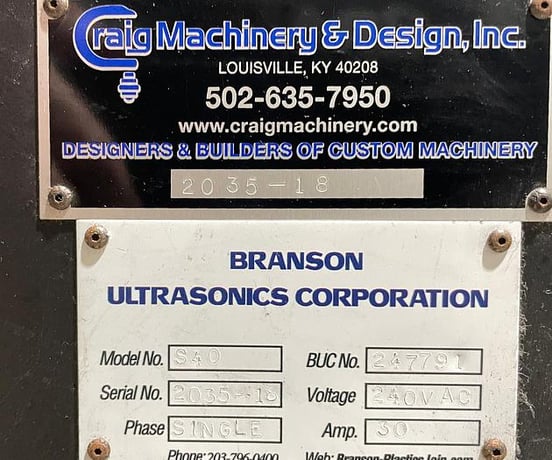 Branson #2000X, Ultrasonic Welding System, 4,000 width, 20 KHz, 200-240 VAC, 25 A, 1 Ph., 2020 - Image 5