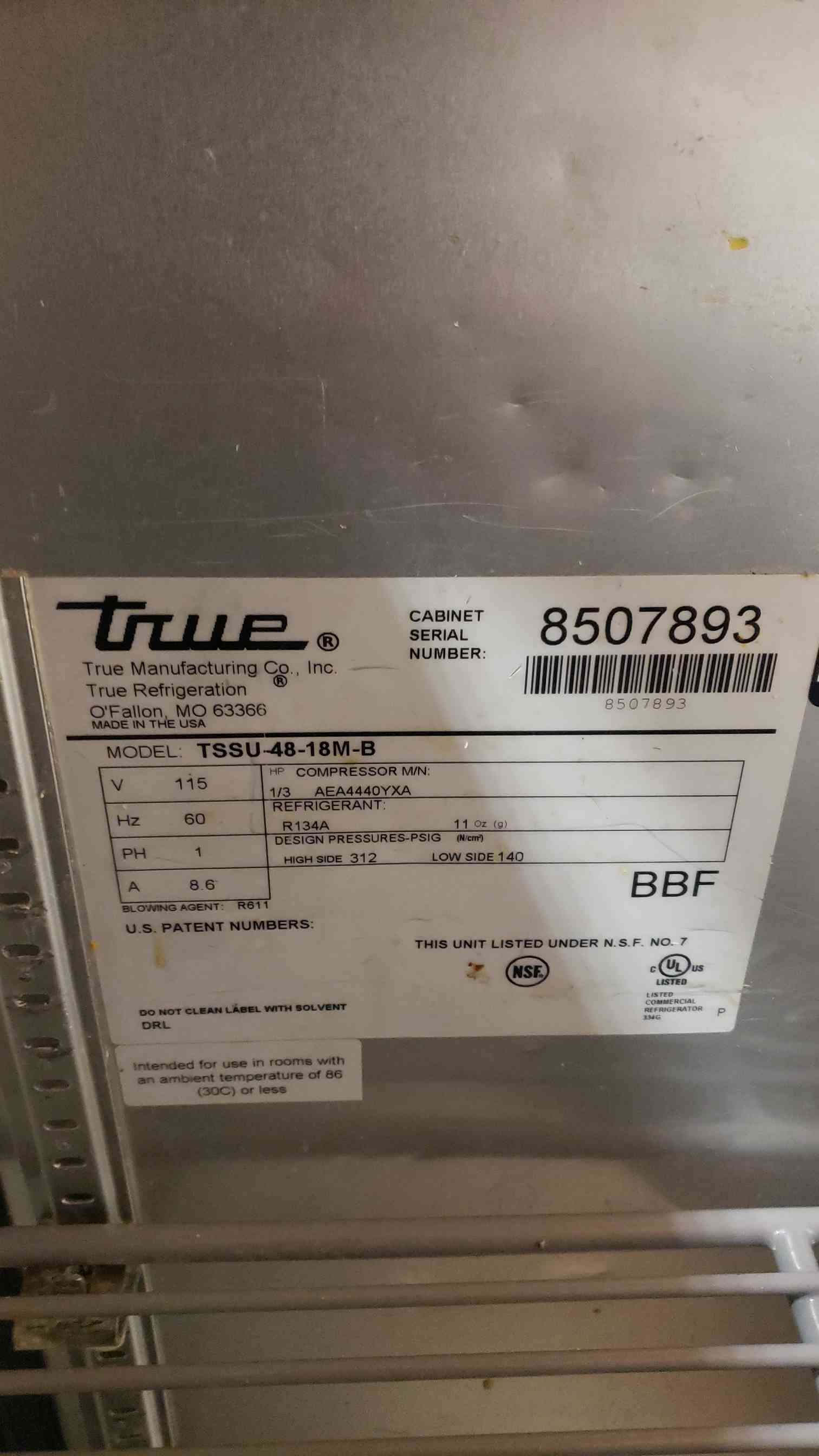 True, #TSSU-48-18M-B, Stainless Refrigerated Prep Table, Tested - Image 4