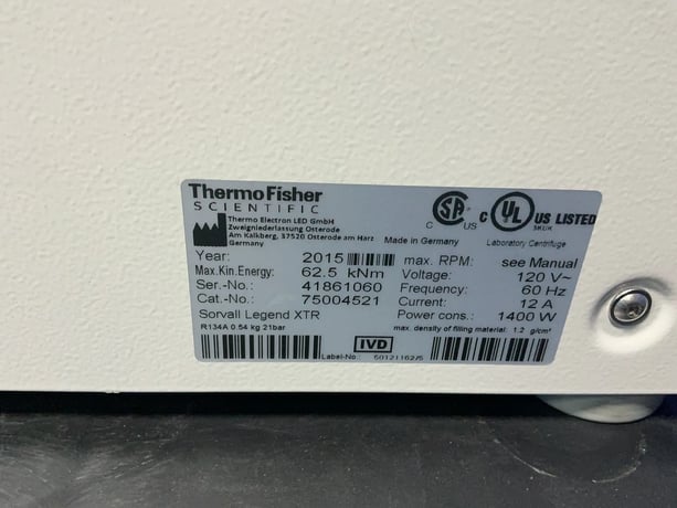 Thermo Scientific #Sorvall-Legend-XTR, Lab Centrifuge, 1400W, R134a, 2015 - Image 5