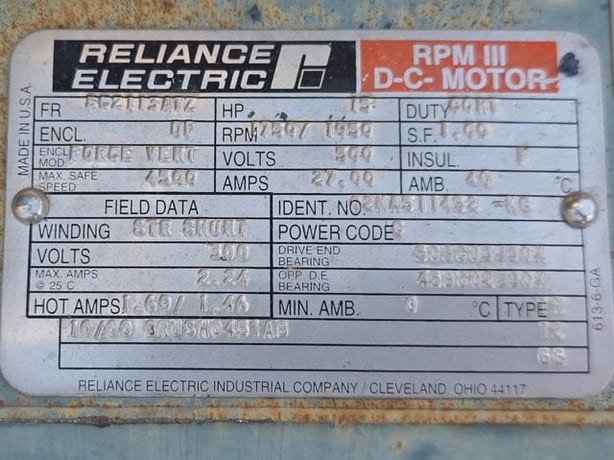 15 HP 1800 RPM Reliance, Frame SC2113ATZ, DPFVBB, 500 VA, 300 VF - Image 2