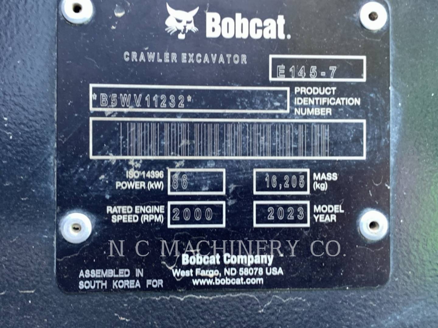 Bobcat E145-7, 1577 hours, S/N: B5WV11232, 2023 - Image 6