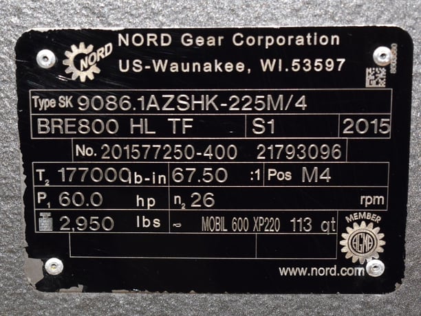 NORD GEARBOX & 60 HP MOTOR TYPE SK: 9086.1AZSHK-225 M./4, NEVER USED - Image 7