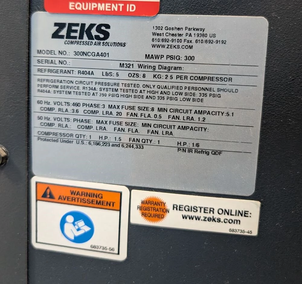 125 psi, Rogers #KIV-40-125, Rotary Screw Air Compressor, 40 HP, Zeks 300NCG dryer, 2021, (2 available) - Image 4