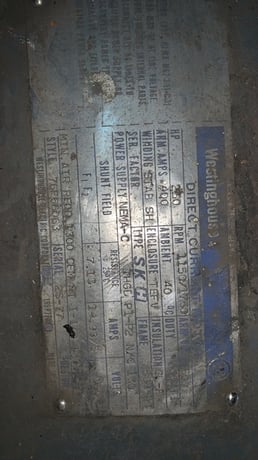 250 HP 1150/1750 RPM Westinghouse, Frame 508AT, DP, stab shunt, 500 VA, 300 VF - Image 2